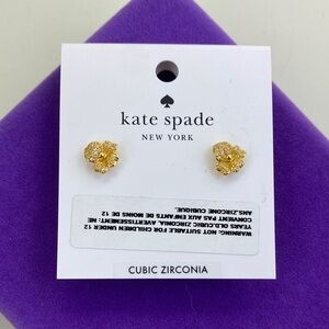 💛 NEW Kate Spade Gold Precious Pansy Pave Cluster Stud Earrings